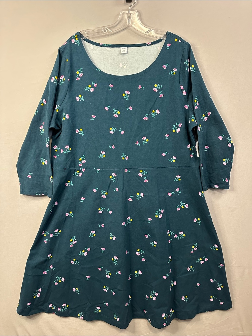 Old Navy Teal Floral Fit-and-Flare Dress